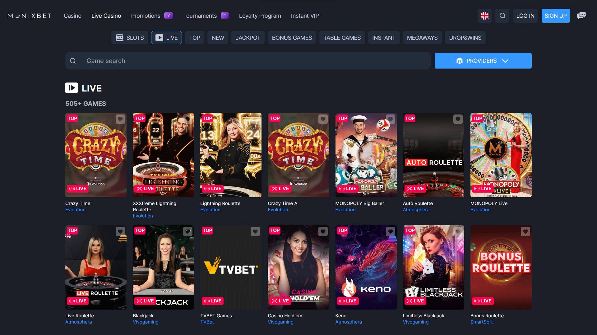 Monixbet Live Casino